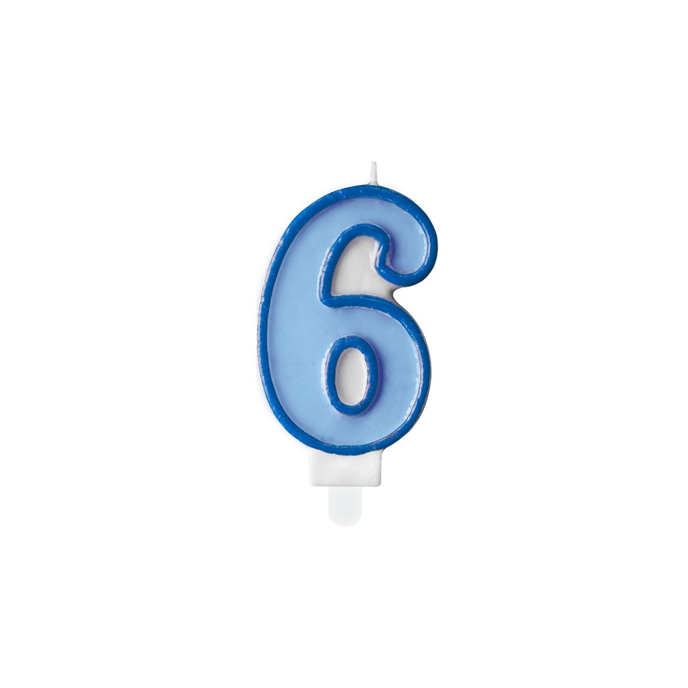 Bougie d'anniversaire Chiffre 6, bleu, 7 cm