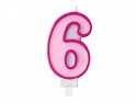 Bougie d'anniversaire Chiffre 6, rose, 7 cm