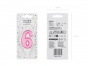 Bougie d'anniversaire Chiffre 6, rose, 7 cm