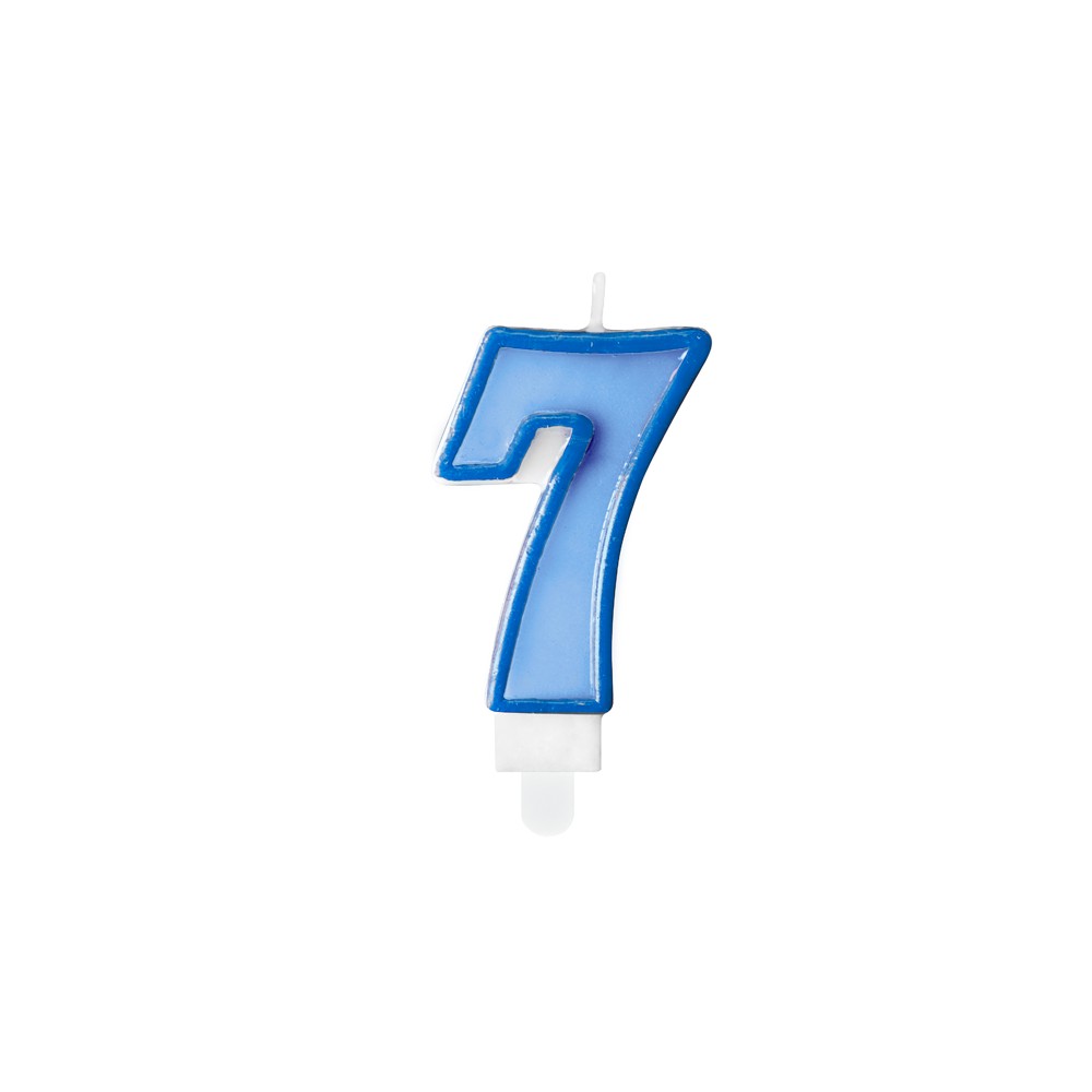 Bougie d'anniversaire Chiffre 7, bleu, 7cm