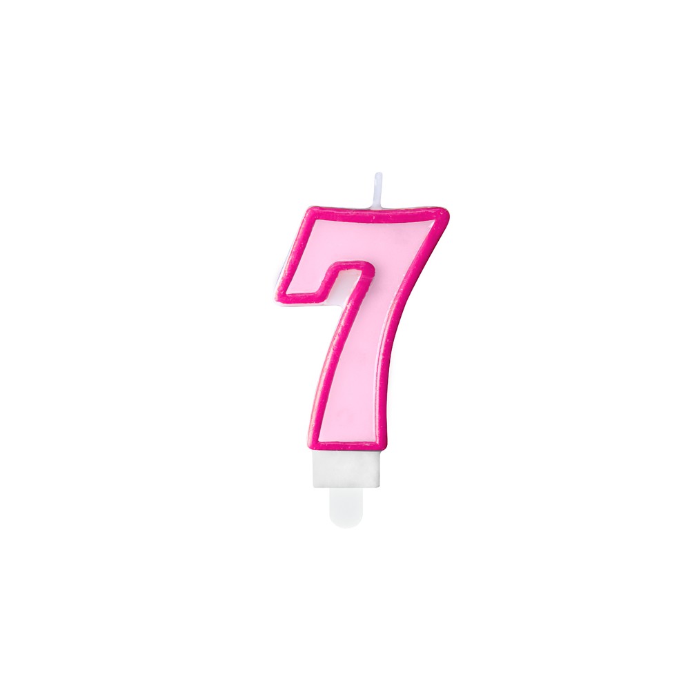 Bougie d'anniversaire Chiffre 7, rose, 7cm