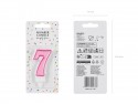 Bougie d'anniversaire Chiffre 7, rose, 7cm