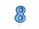 Bougie d'anniversaire Chiffre 8, bleu, 7 cm