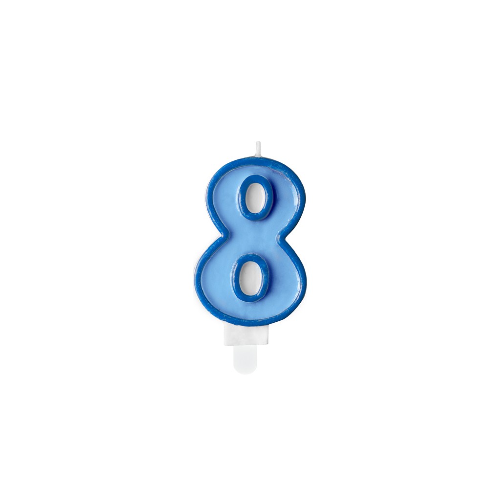 Bougie d'anniversaire Chiffre 8, bleu, 7 cm