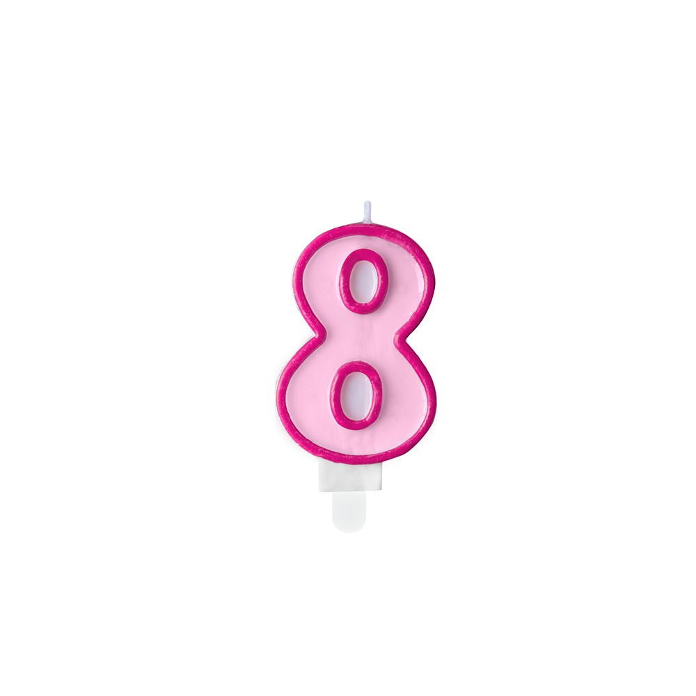 Bougie d'anniversaire Chiffre 8, rose, 7 cm