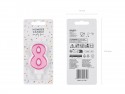 Bougie d'anniversaire Chiffre 8, rose, 7 cm