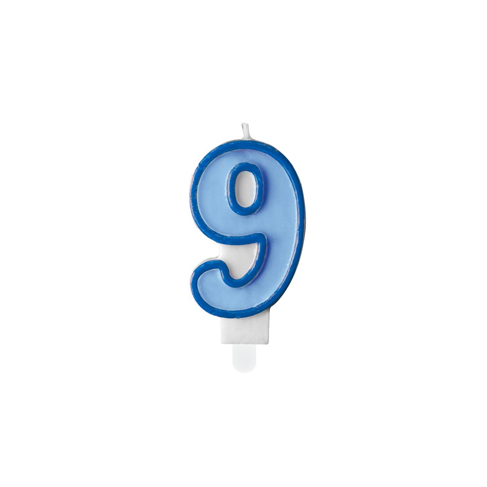 Bougie d'anniversaire Chiffre 9, bleu, 7 cm