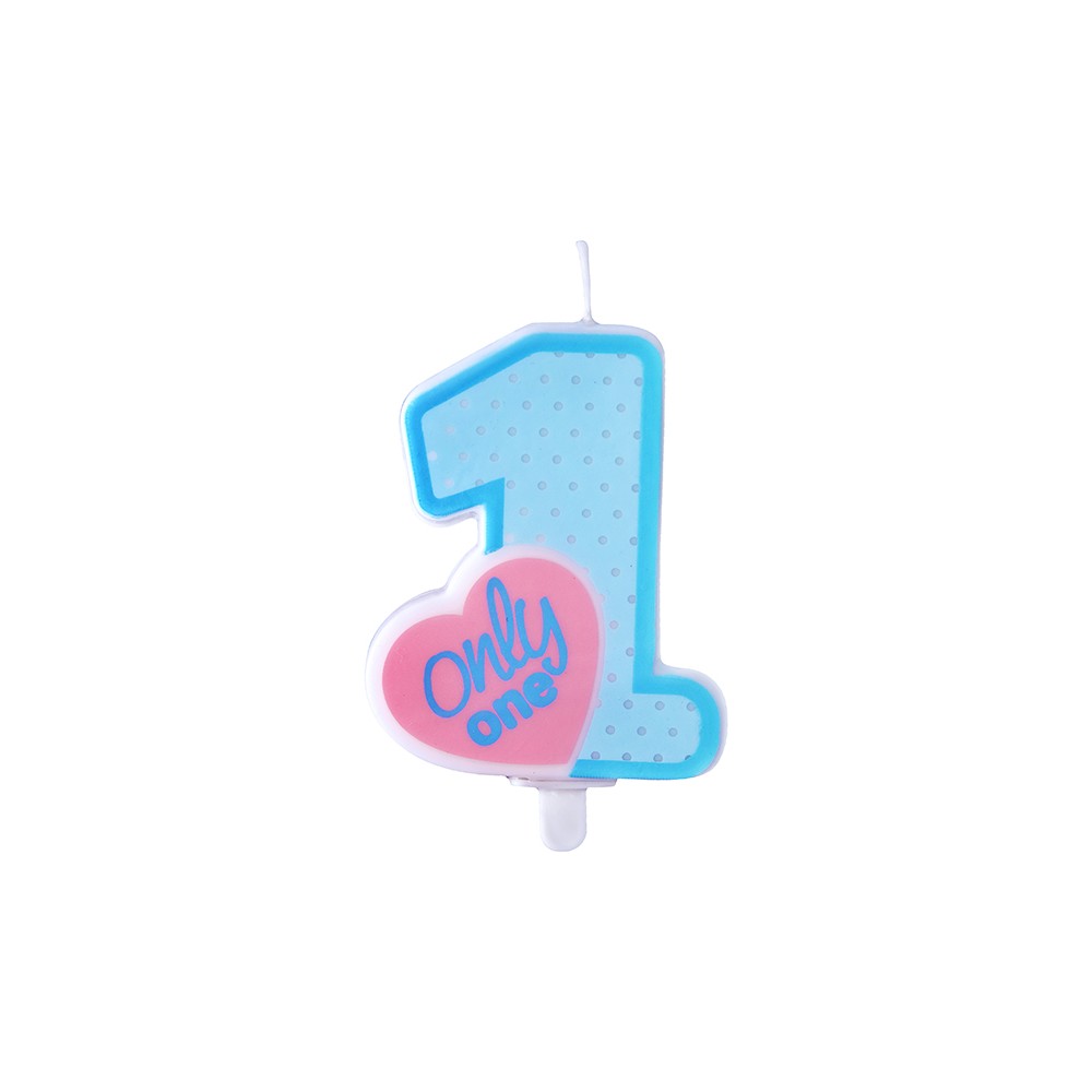 Bougie d'anniversaire Only One, bleu ciel, 8cm