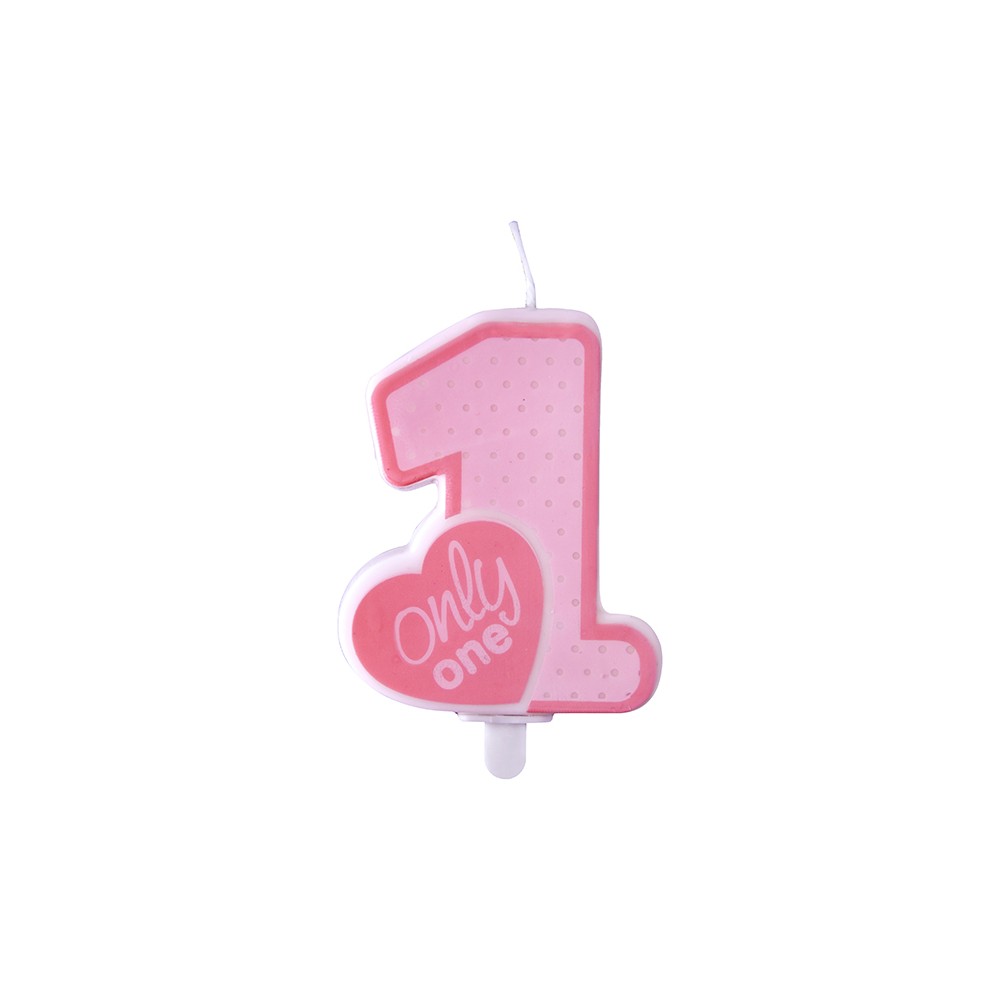 Bougie d'anniversaire Only One, rose pâle, 8cm