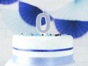 Bougie d'anniversaire Chiffre 0, argent, 7cm