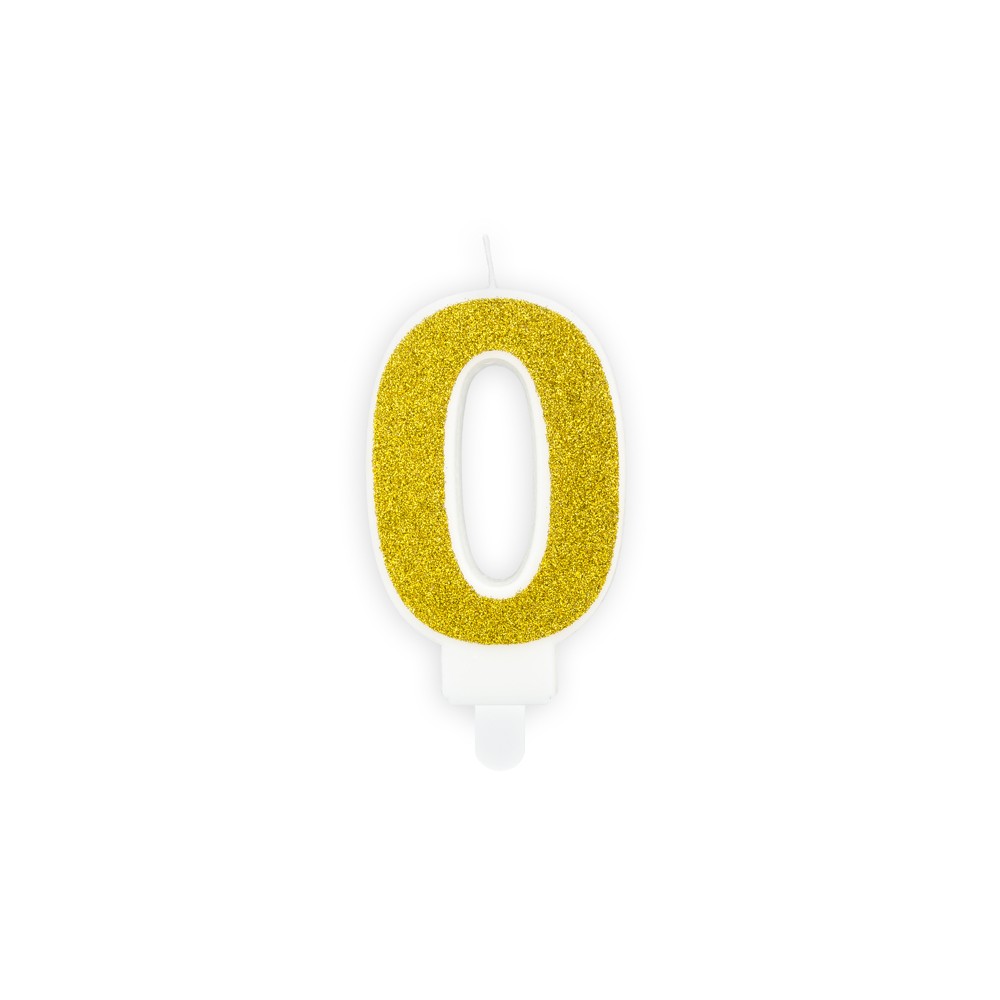 Bougie d'anniversaire Chiffre 0, or, 7 cm