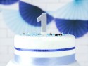 Bougie d'anniversaire Chiffre 1, argent, 7 cm