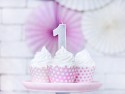 Bougie d'anniversaire Chiffre 1, argent, 7 cm