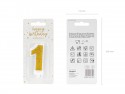Bougie d'anniversaire Chiffre 1, dorée, 7 cm