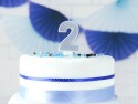Bougie d'anniversaire Chiffre 2, argent, 7cm