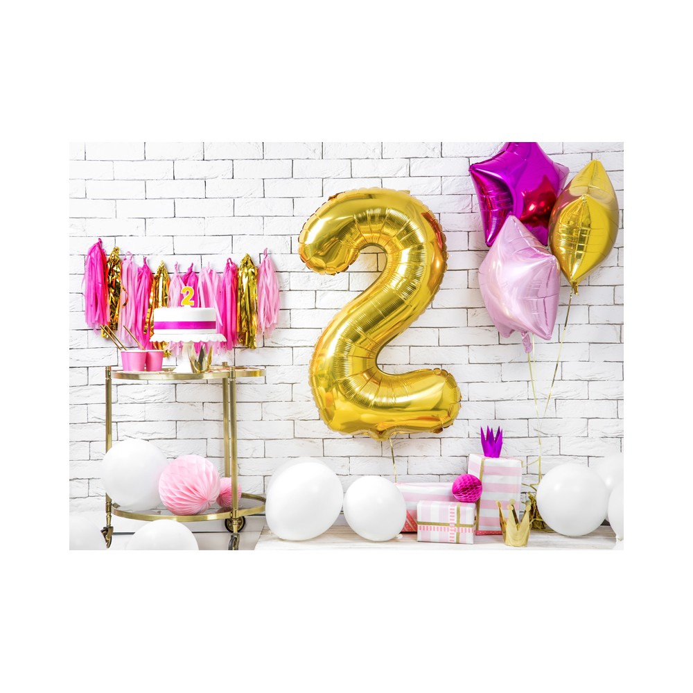 Bougie d'anniversaire Chiffre 2, dorée, 7 cm