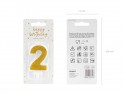 Bougie d'anniversaire Chiffre 2, dorée, 7 cm