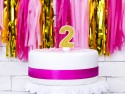 Bougie d'anniversaire Chiffre 2, dorée, 7 cm