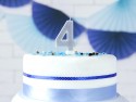 Bougie d'anniversaire Chiffre 4, argent, 7cm