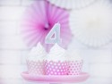 Bougie d'anniversaire Chiffre 4, argent, 7cm
