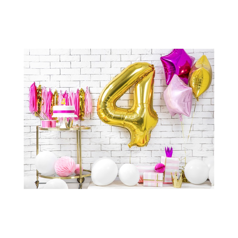 Bougie d'anniversaire Chiffre 4, dorée, 7 cm