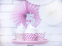 Bougie d'anniversaire Chiffre 5, argent, 7cm