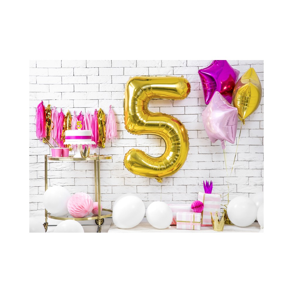Bougie d'anniversaire Chiffre 5, doré, 7cm