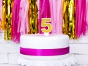 Bougie d'anniversaire Chiffre 5, doré, 7cm