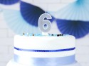 Bougie d'anniversaire Chiffre 6, argent, 7cm
