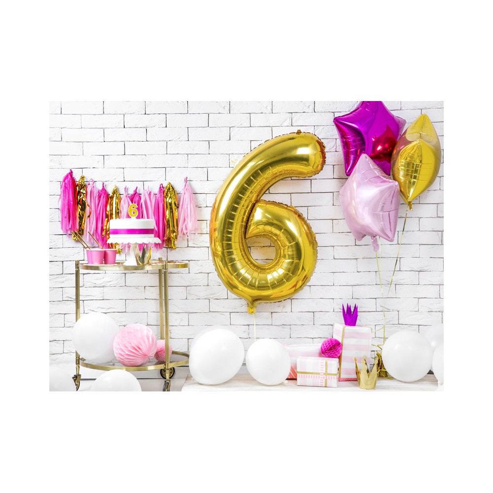 Bougie d'anniversaire Chiffre 6, doré, 7cm