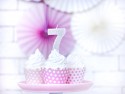 Bougie d'anniversaire Chiffre 7, argent, 7cm