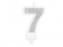 Bougie d'anniversaire Chiffre 7, argent, 7cm