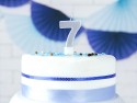 Bougie d'anniversaire Chiffre 7, argent, 7cm