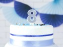 Bougie d'anniversaire Chiffres 8, argent, 7cm
