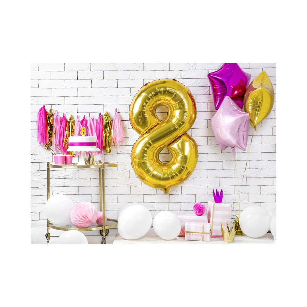 Bougie d'anniversaire Chiffre 8, dorée, 7 cm
