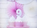 Bougie d'anniversaire Chiffre 9, argent, 7cm