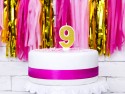 Bougie d'anniversaire Chiffre 9, doré, 7cm