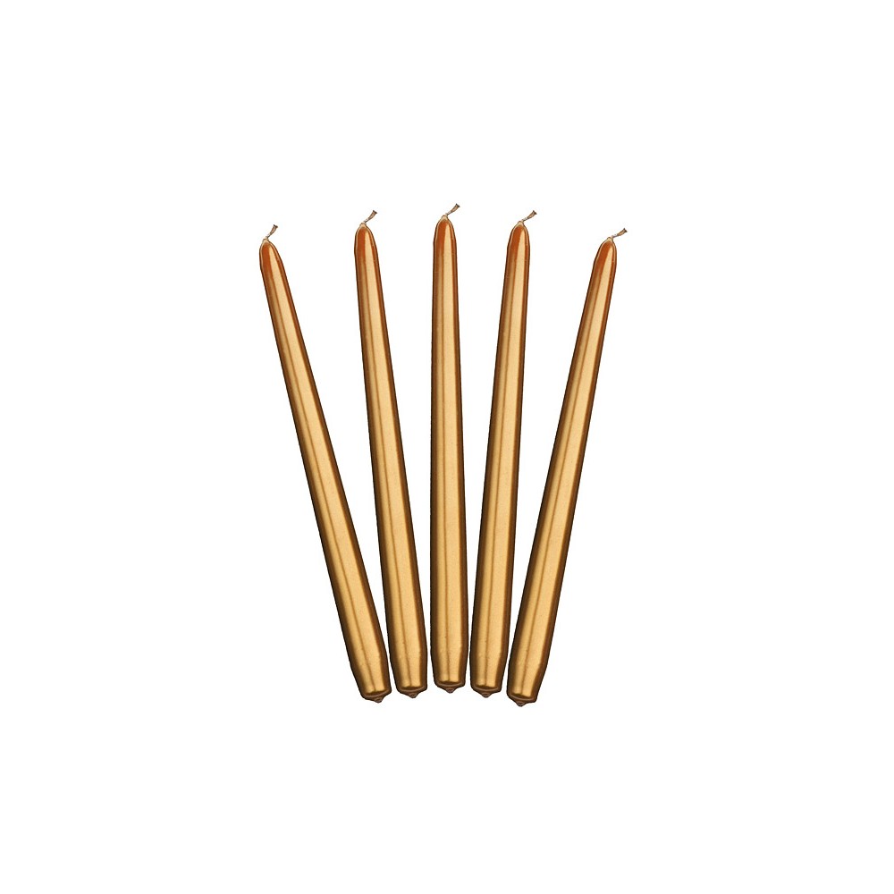 Bougies coniques métalliques, or, 29cm
