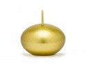 Bougie flottante en forme de disque métallique, or, 4cm