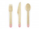 Couverts en bois Cœurs, rose vif 16cm
