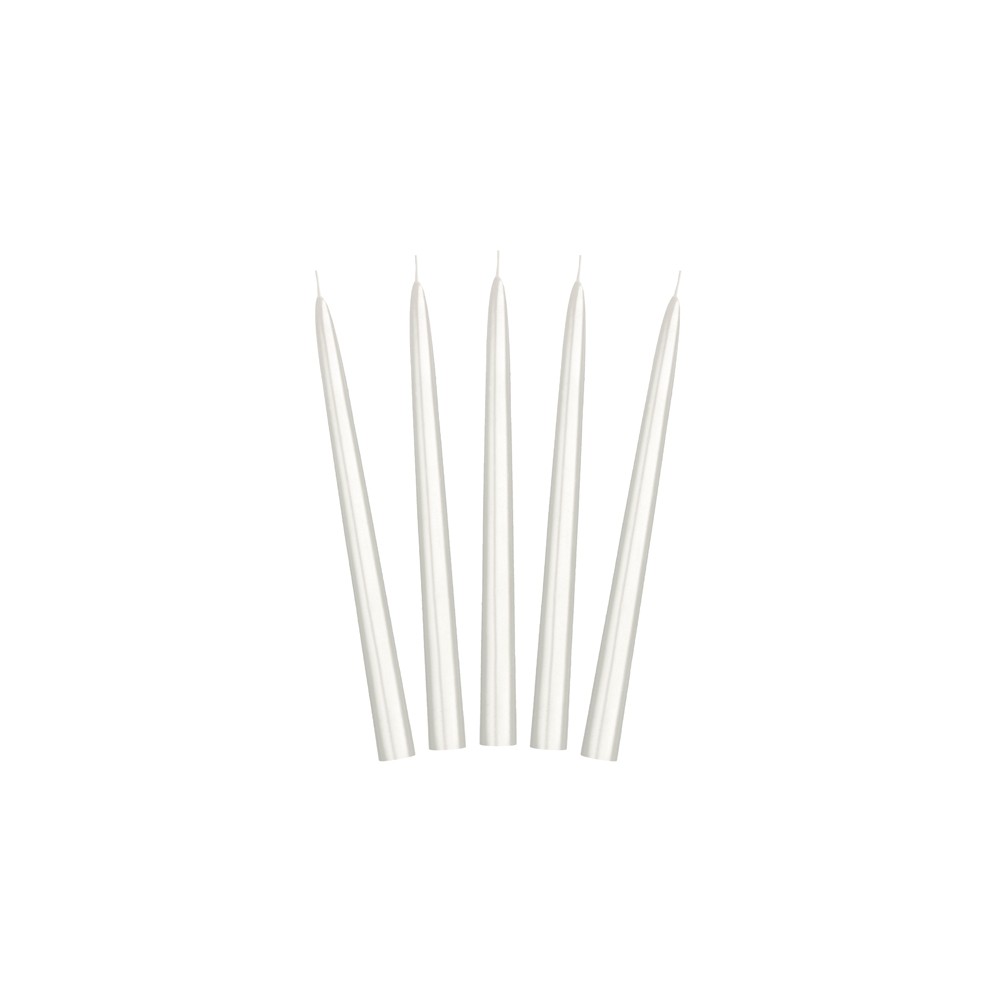 Bougies coniques métalliques, perle, 24cm