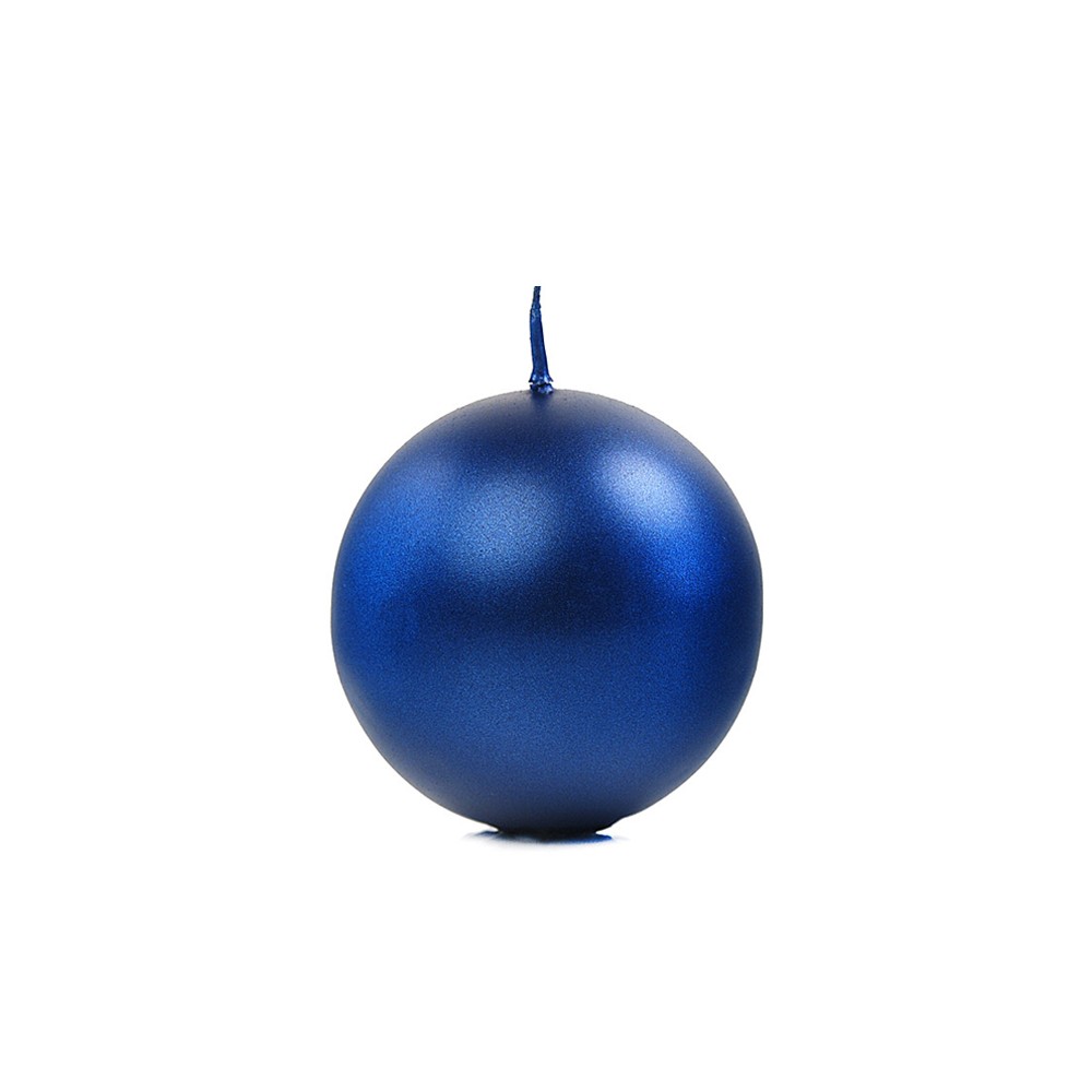 Bougie Sphère métallique, bleu marine, 6cm