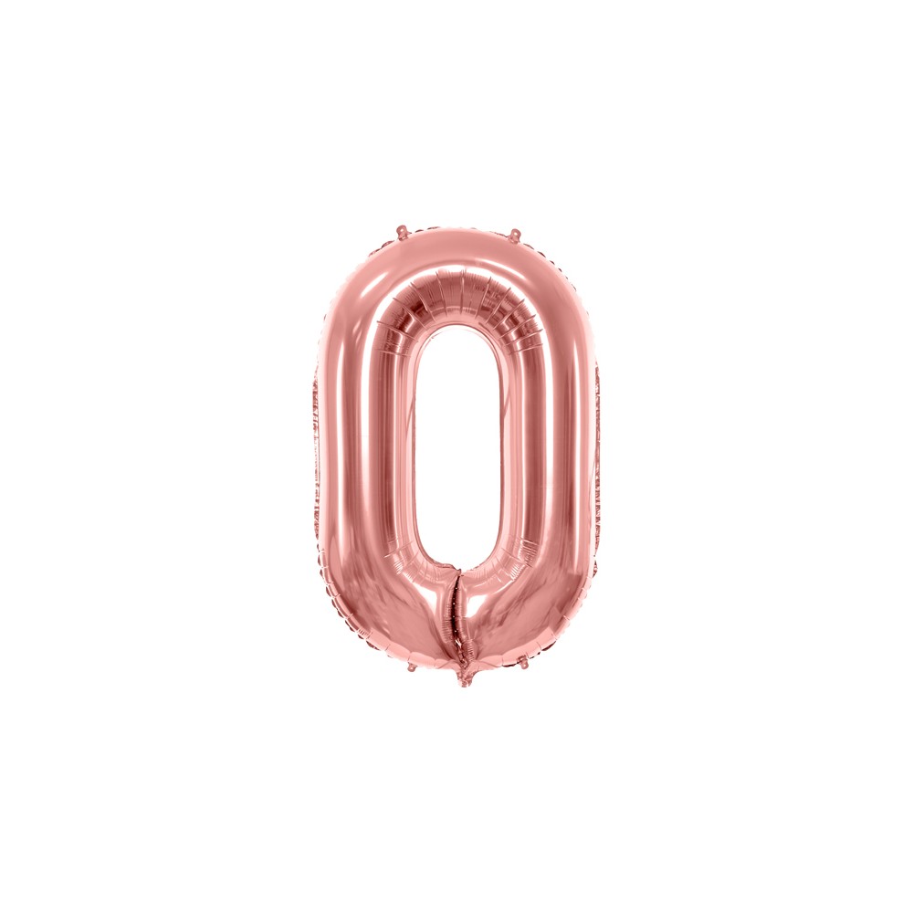 Ballon en aluminium Chiffre ''0'', 86cm, or rose