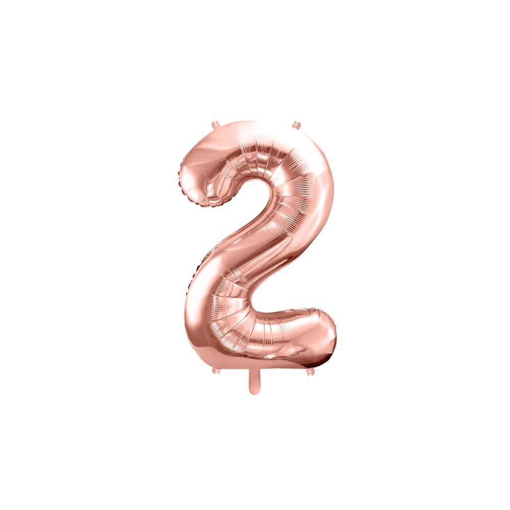 Ballon en aluminium Chiffre ''2'', 86cm, or rose