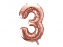 Ballon en aluminium Chiffre ''3'', 86cm, or rose