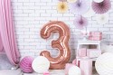 Ballon en aluminium Chiffre ''3'', 86cm, or rose