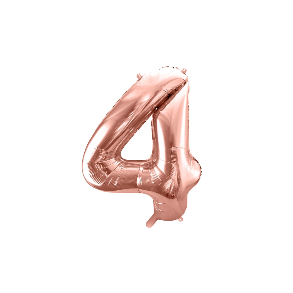 Ballon en aluminium Chiffre ''4'', 86cm, or rose