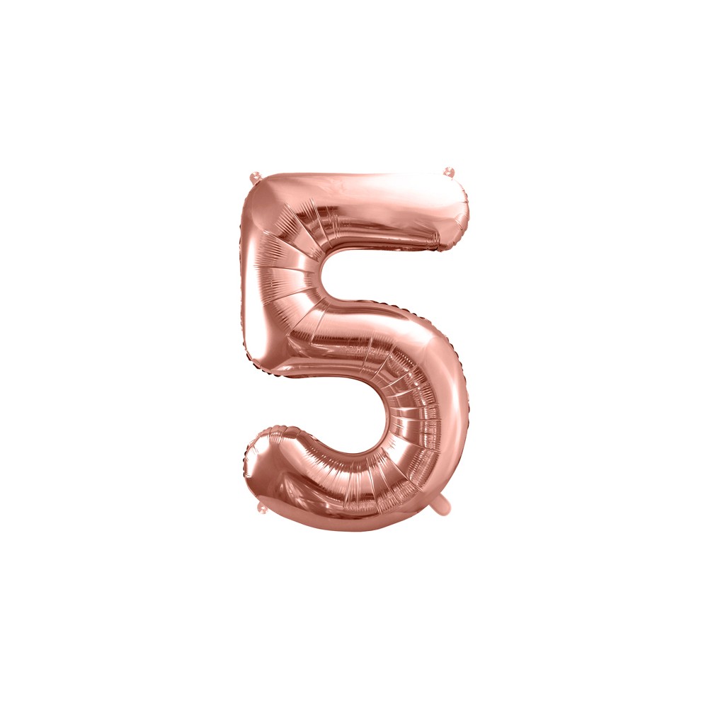 Ballon en aluminium Chiffre ''5'', 86cm, or rose