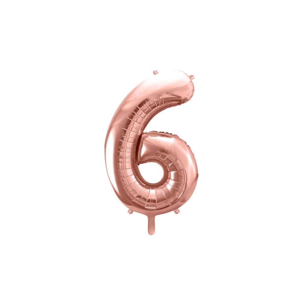 Ballon en aluminium Chiffre ''6'', 86cm, or rose