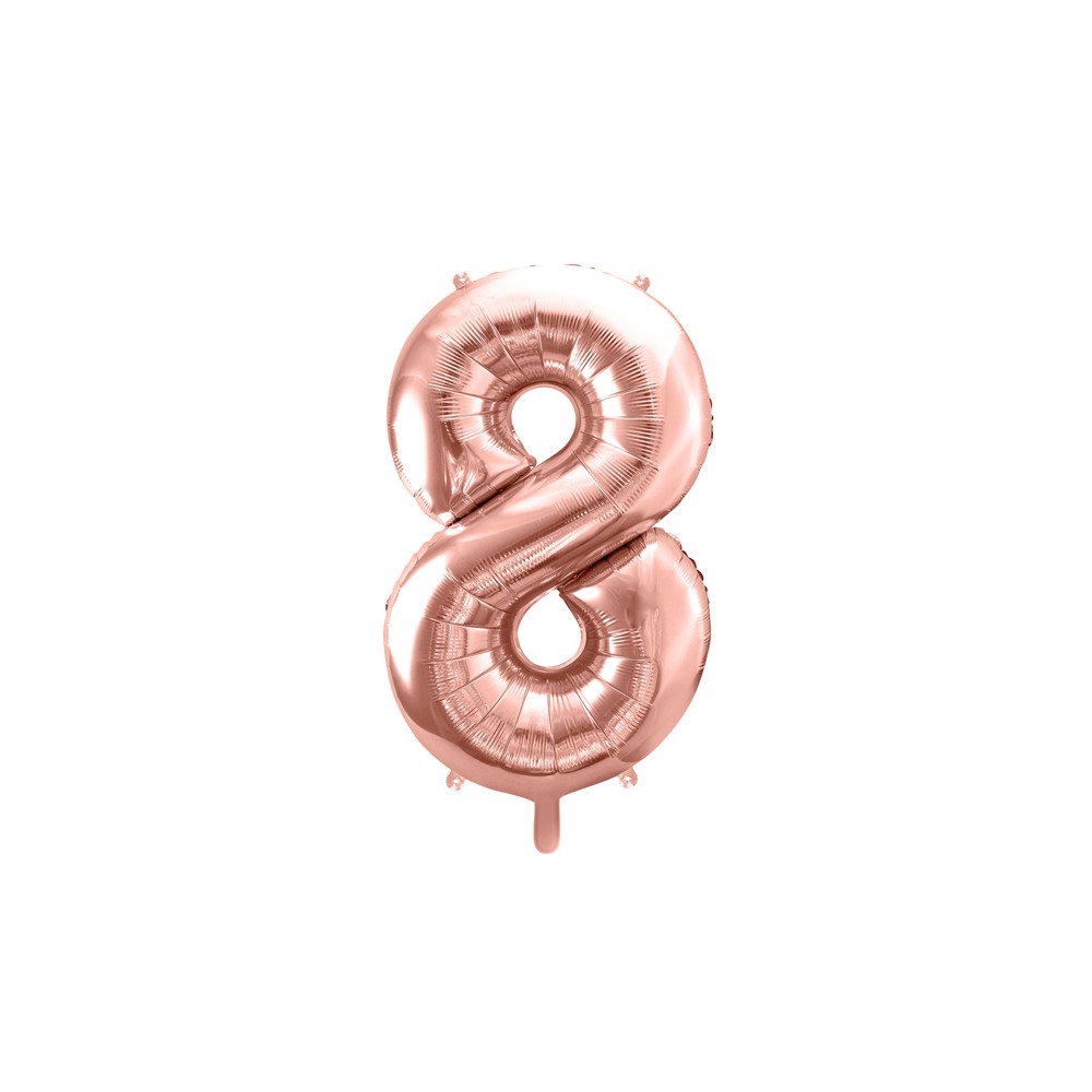 Ballon en aluminium Chiffre ''8'', 86cm, or rose